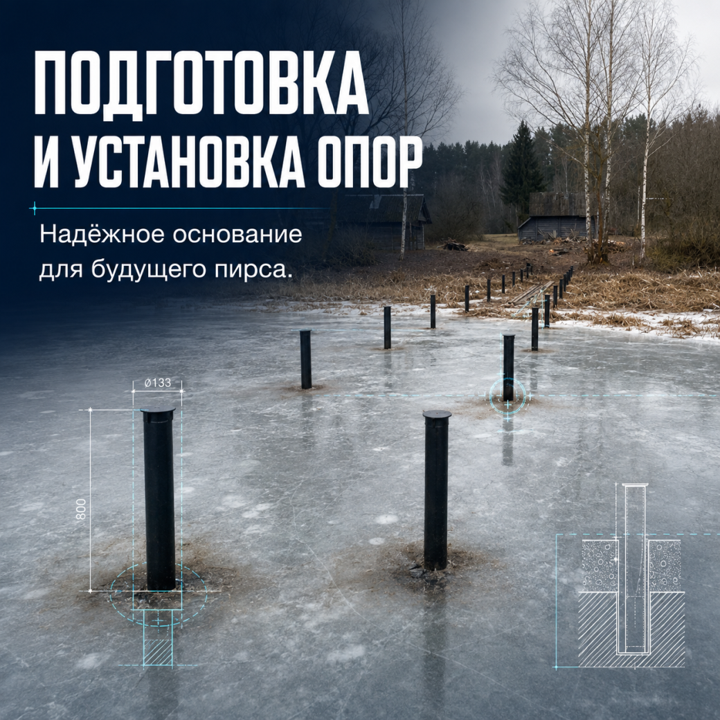 Подготовка и установка опор