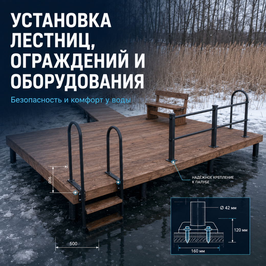 Установка лестниц, ограждений и оборудования